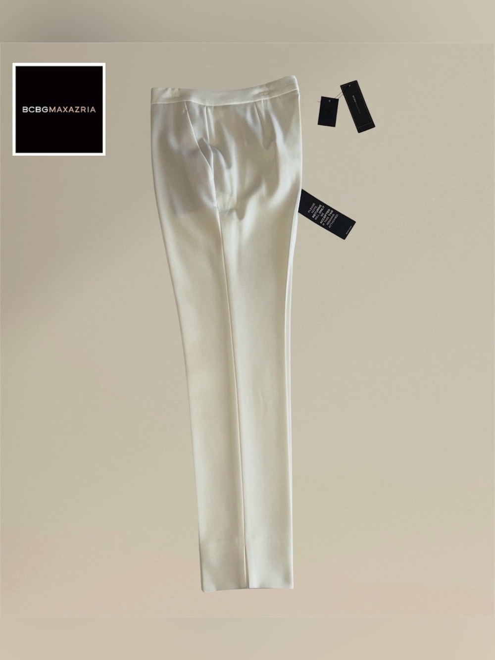 🛍️SALE🛍️ BCBGMaxAzria TARIK Off-White Tailored Straight Pants Trousers - Picture 5 of 14